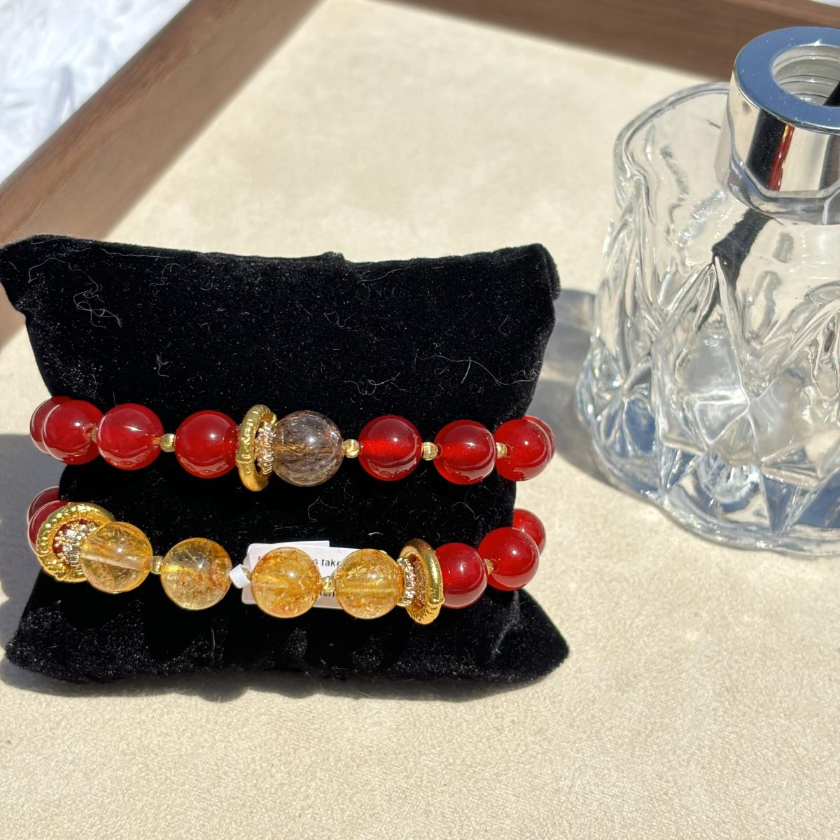 Nezha Flame Bracelet | Red Agate, Citrine and Black Golden Super Seven | Power, Abundance & Protection picture