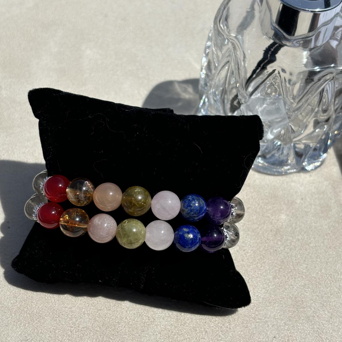 10mm Chakra Crystal Bracelet | Clear Quartz Healing Bracelet | Energy Balance Jewelry | Handmade Gift picture