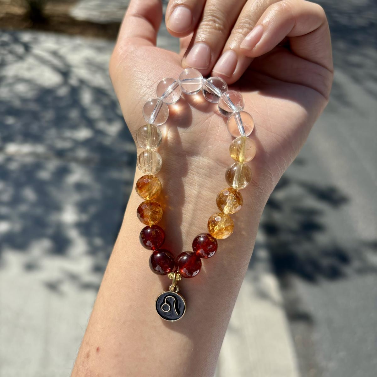 Leo Zodiac Bracelet – Clear Quartz, Garnet, Rutilated Quartz Crystal & Citrine picture