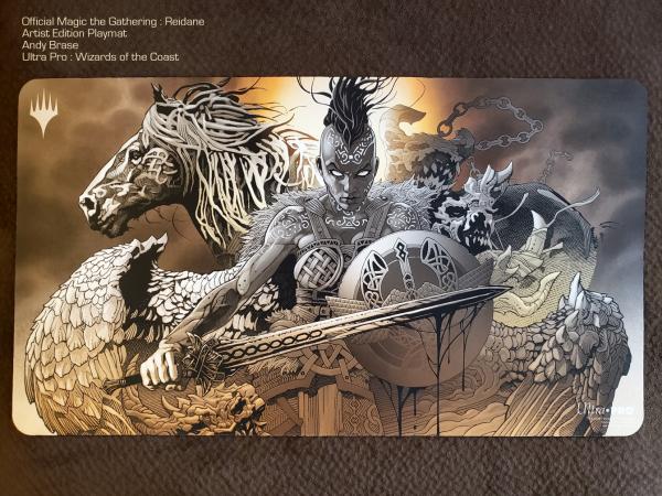 Magic the Gathering PLAYMAT- Reidane: Legendary God (signed)