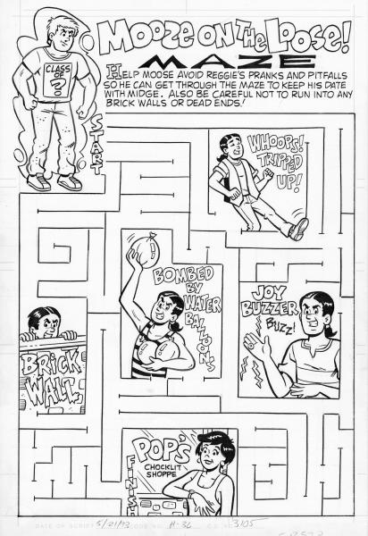 Original Comic Art Puzzle Page - Moose, Reggie, Midge