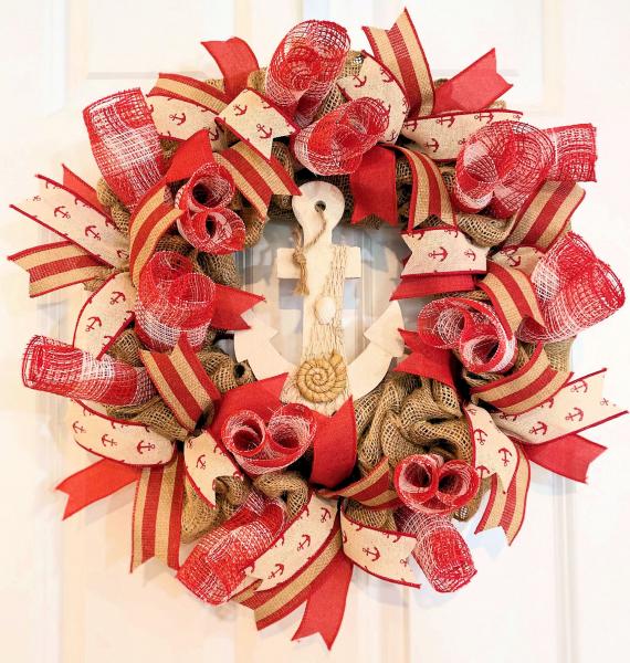 Coastal Anchor Wreath/Christmas-Holiday Wreath/Everyday Wreath/Nautical Wreath/Coastal Living