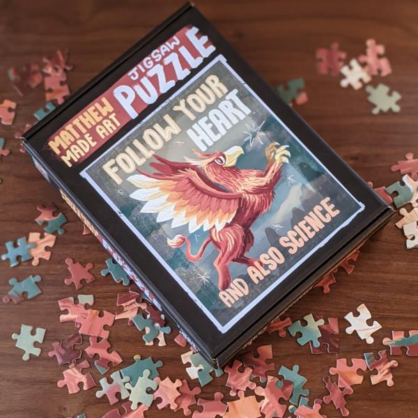 Jigsaw Puzzle: Follow your heart and also science griffin