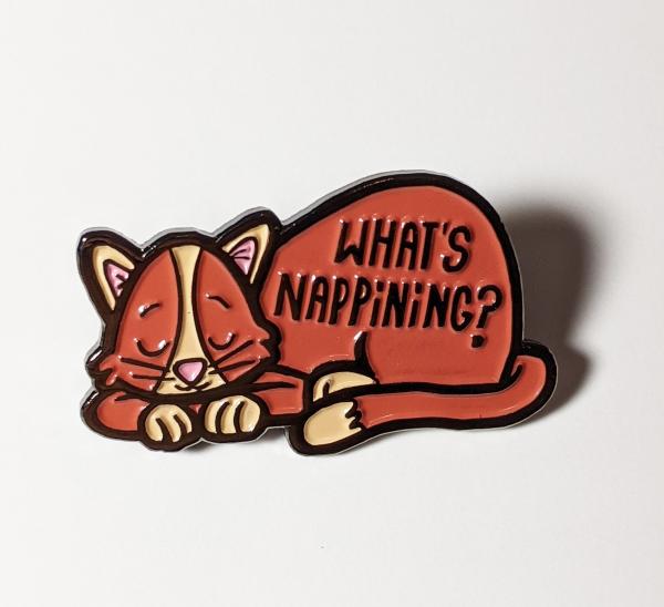 What's Nappining? cute cat enamel pin.