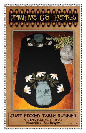 Wool Applique Just Picked Table Runner/Mat Pattern by Lisa Bongean or Kit Available for Primitive Gatherings