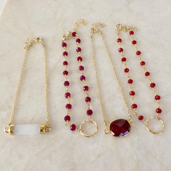 Gold Gemstone Stacking Bracelets