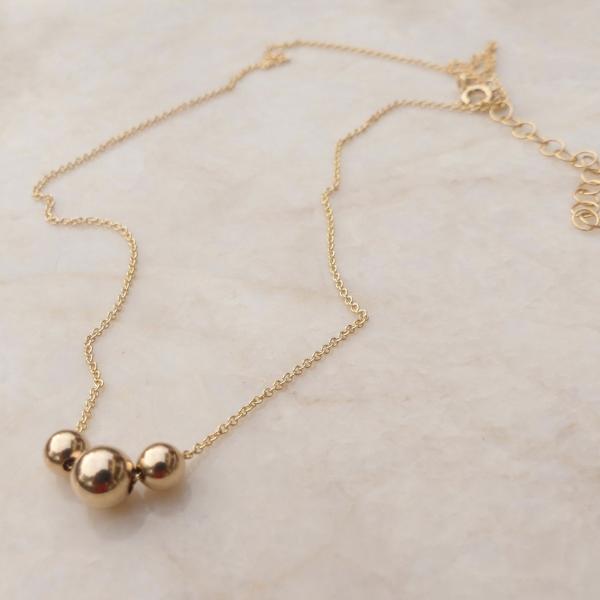 Gold Three Bead 'Past Present Future' Necklace picture