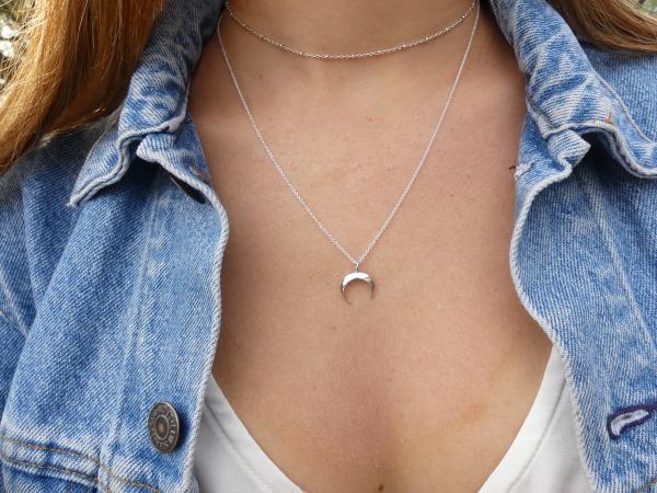 Gold or Silver Horn Necklace - Small picture