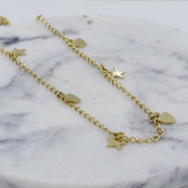 Gold or Silver Moons and Stars Dangle Chokers picture