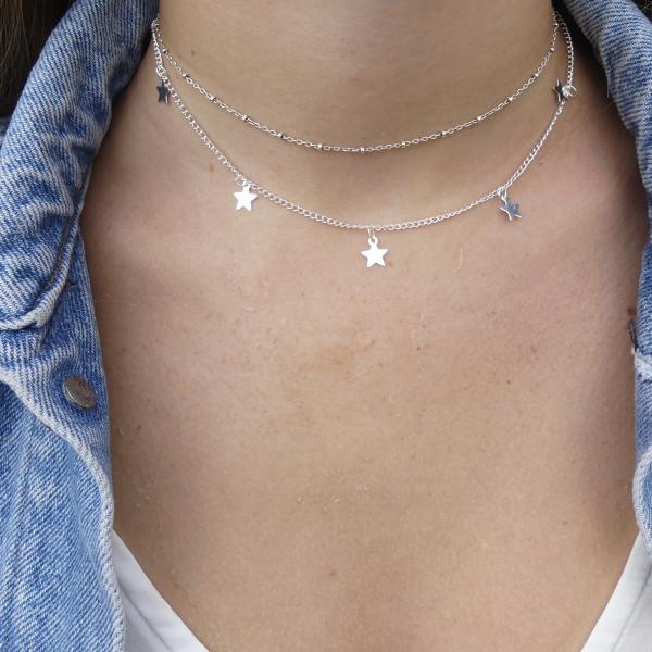 Gold or Silver Moons and Stars Dangle Chokers picture