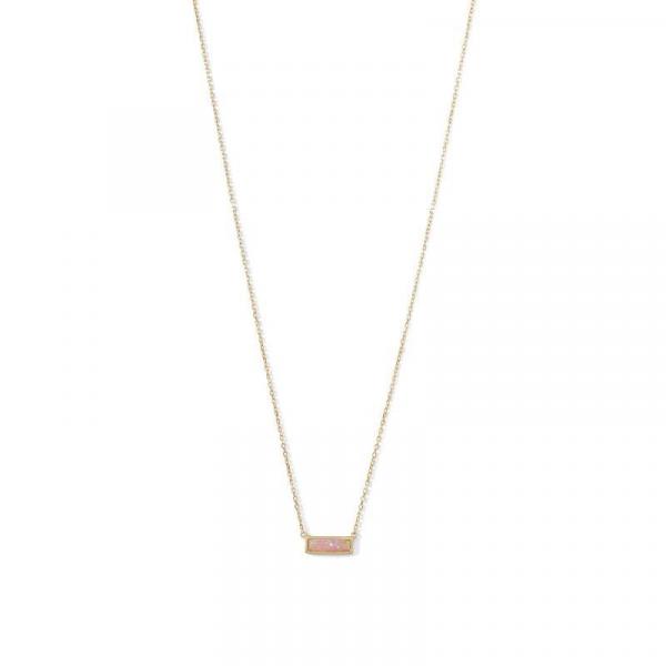 Gold Pink Opal Mini Bar Necklace picture