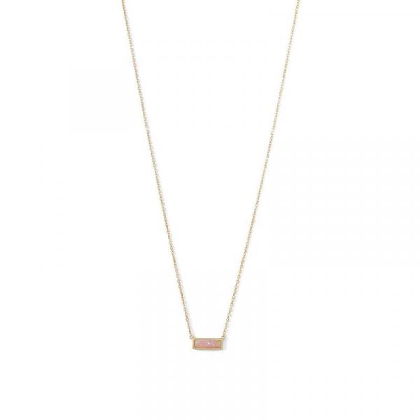 Gold Pink Opal Mini Bar Necklace