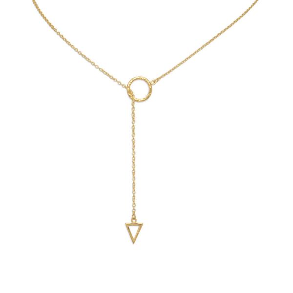 Gold Triangle and Circle Lariat Necklace picture