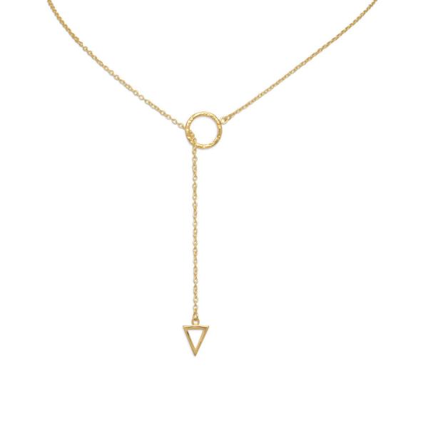 Gold Triangle and Circle Lariat Necklace