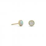 14k Gold Vermeil Mini White Opal Studs