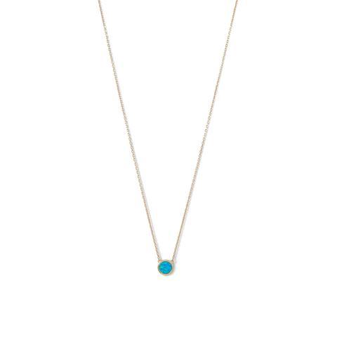 Blue Opal Disc Necklace in Gold