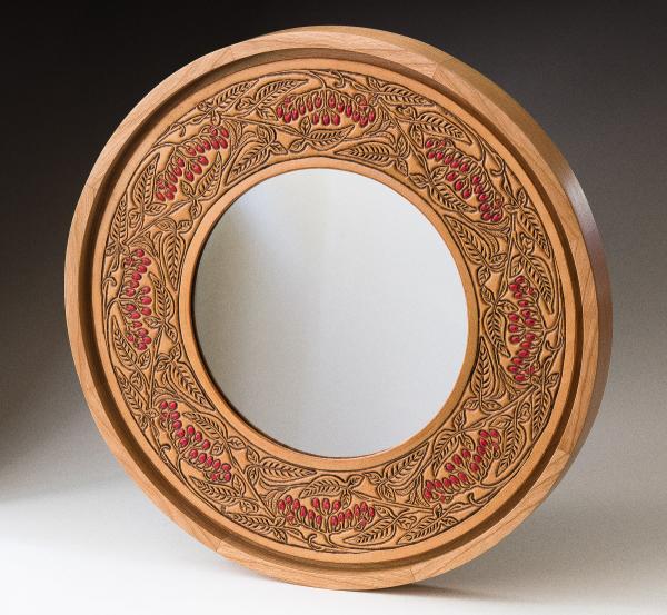 Art Nouveau Bitttersweet Mirror in a Segmented Cherry Frame.  _GDP2601