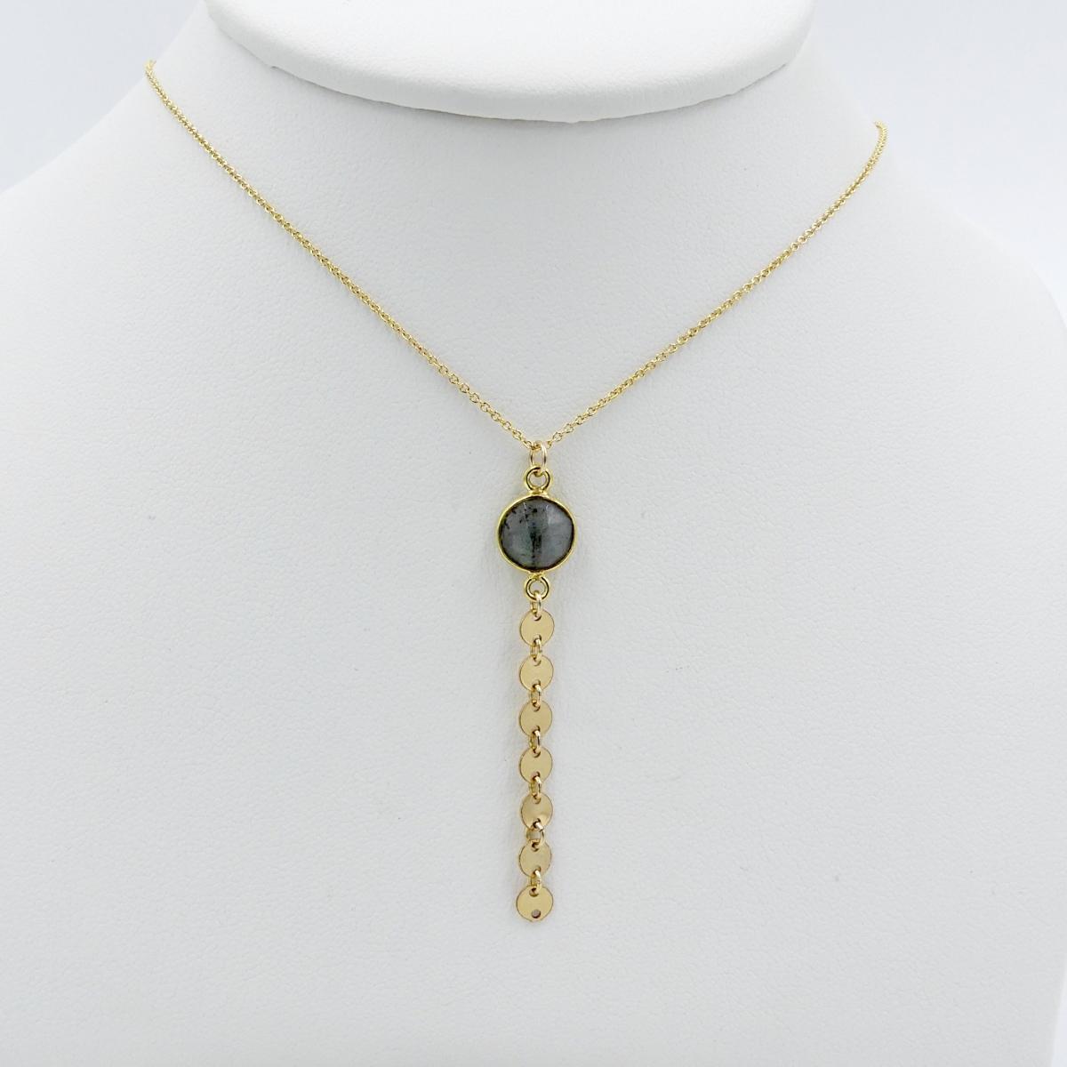 Y Necklace with Gemstone/Disc Chain Drop picture