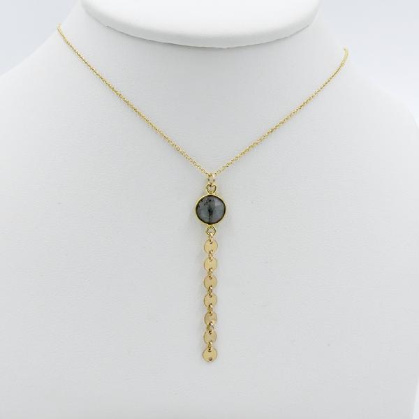 Y Necklace with Gemstone/Disc Chain Drop picture