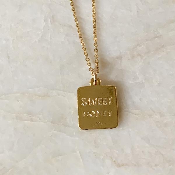 Gold Honey Bee Tag Necklace  |  IMK Jewelry picture