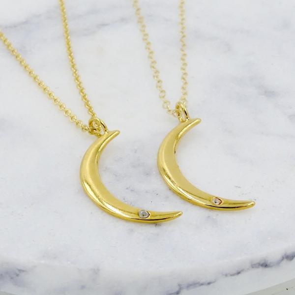Crescent Moon Necklace | Gold or Silver