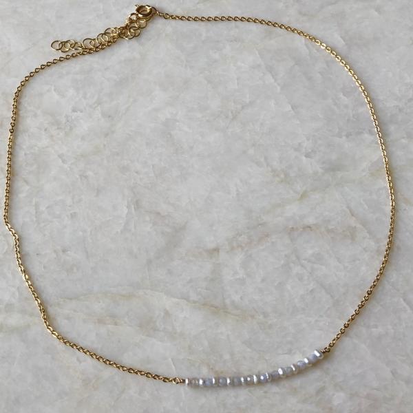 Gold Choker Necklace with Gemstone Strand picture