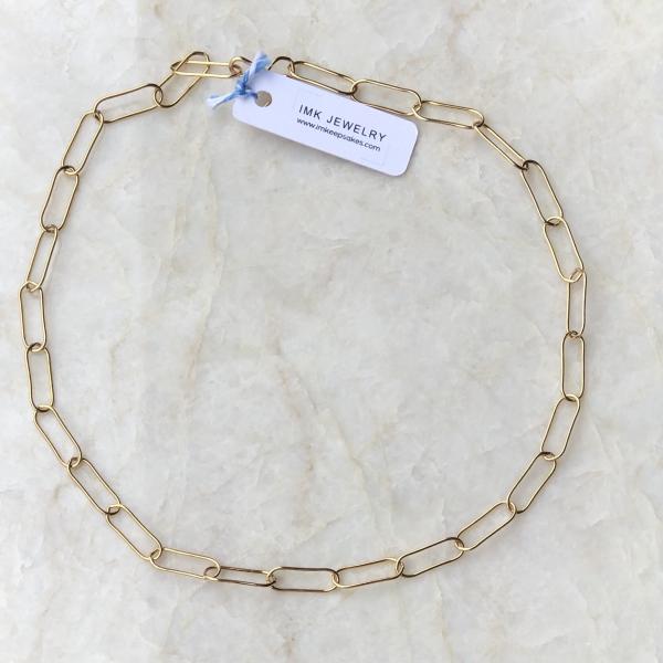 Paperclip Chain Gold Choker Necklace