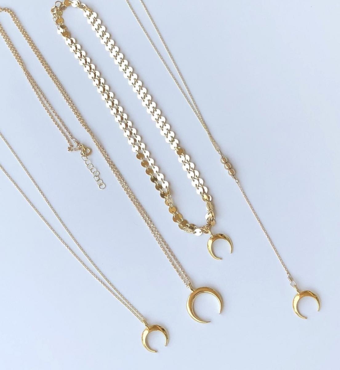 Gold or Silver Horn Necklace - Small picture