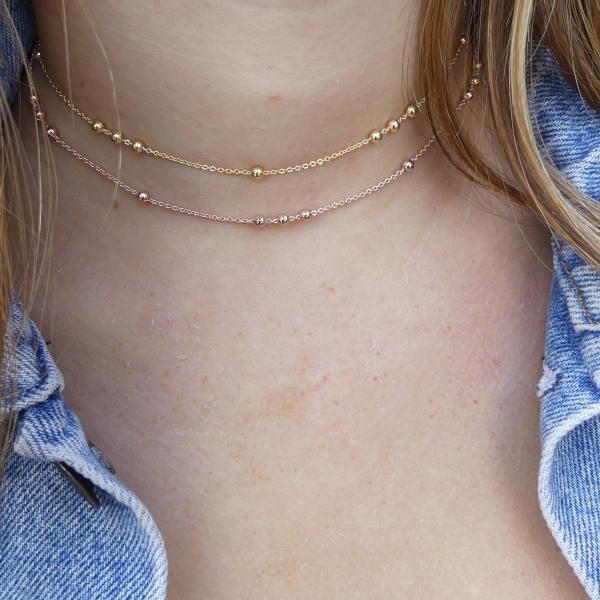 Gold, Rose Gold or Silver Ball Choker Necklace picture