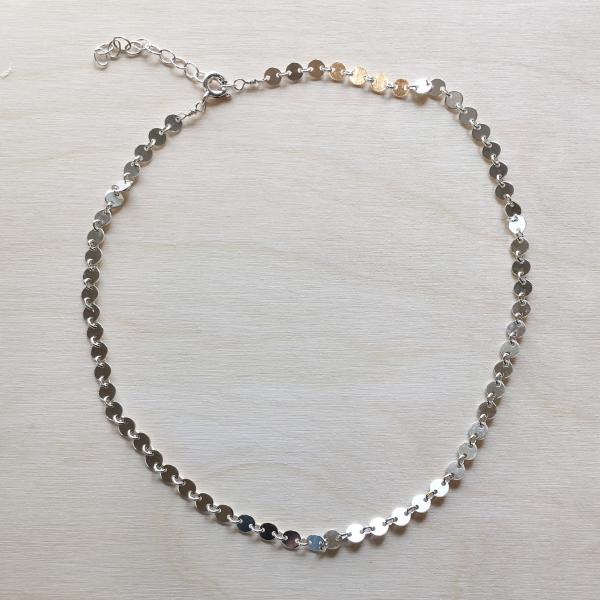 Shimmer Disc Chain Choker Necklace | Gold or Silver picture