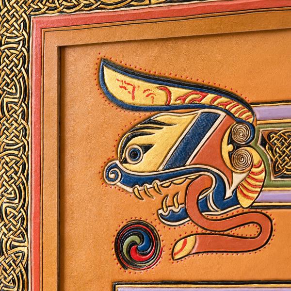 (Detail) Lion border adapted from Book of Kells, f114v, and Lindisfarne Gospels, f138v.  _GDP8487