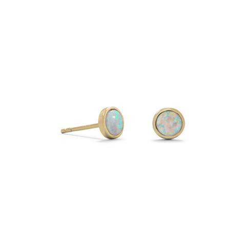 14k Gold Vermeil Mini White Opal Studs