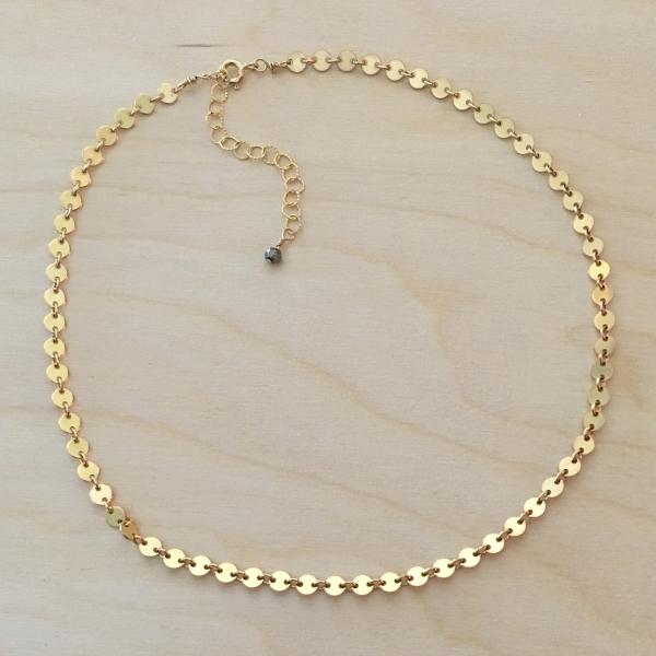 Shimmer Disc Chain Choker Necklace | Gold or Silver picture