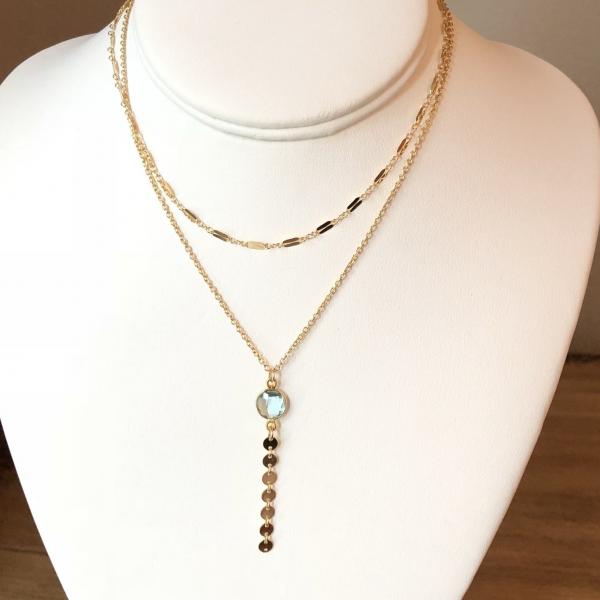 Y Necklace with Gemstone/Disc Chain Drop picture