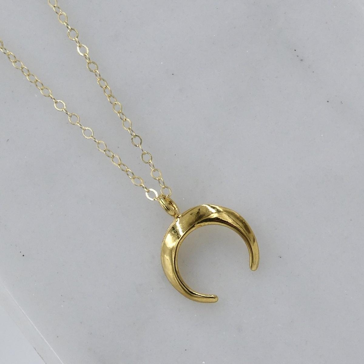 Gold or Silver Horn Necklace - Small picture