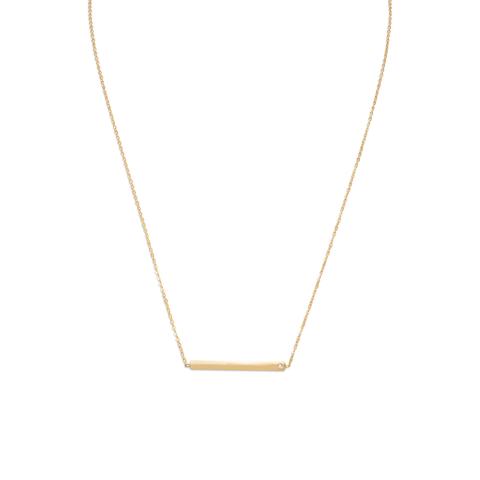 Gold Bar Necklace with Tiny CZ picture