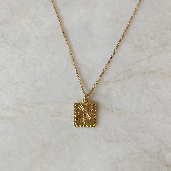 Gold Honey Bee Tag Necklace  |  IMK Jewelry picture