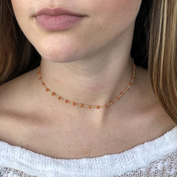 Dark Orange Carnelian Choker Necklace picture