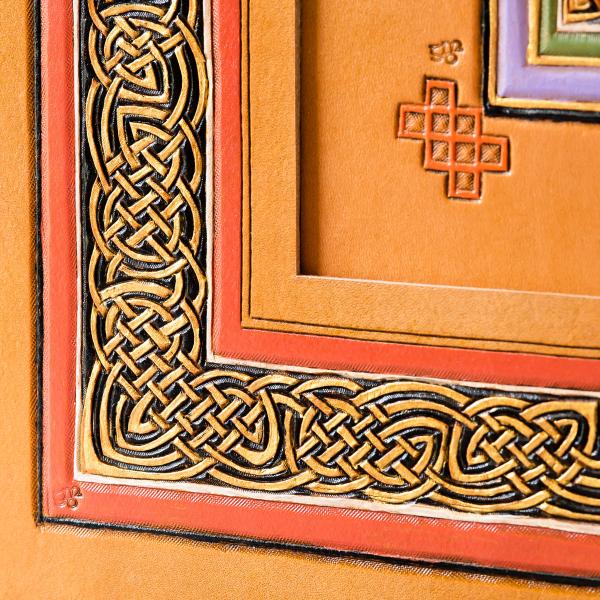 (Detail) Lion border adapted from Book of Kells, f114v, and Lindisfarne Gospels, f138v.  _GDP8488