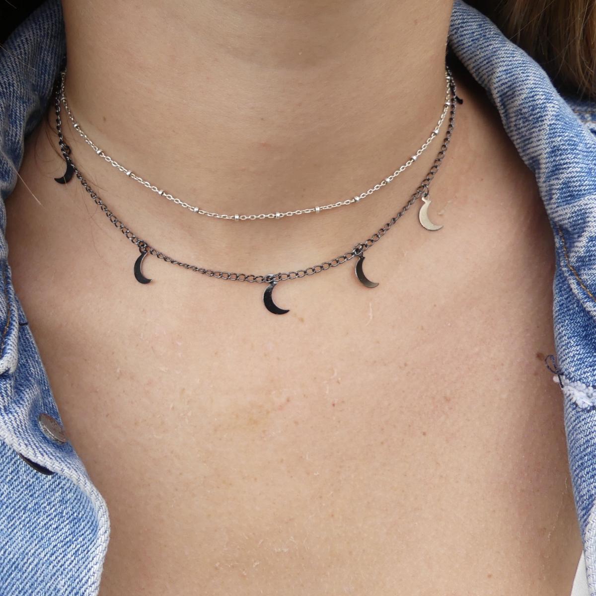 Gold or Silver Moons and Stars Dangle Chokers picture