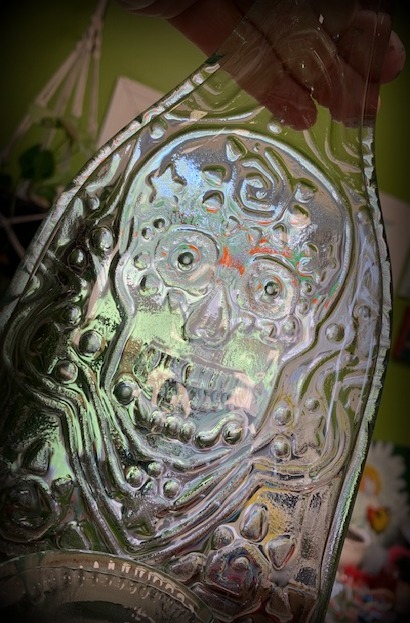 Sugar Skull Design Slumped Wine Bottle Dish - made to order picture