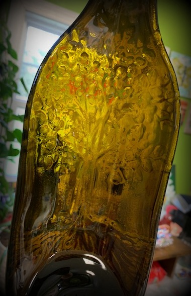 Tree of Life Design Slumped Wine Bottle Dish - made to order