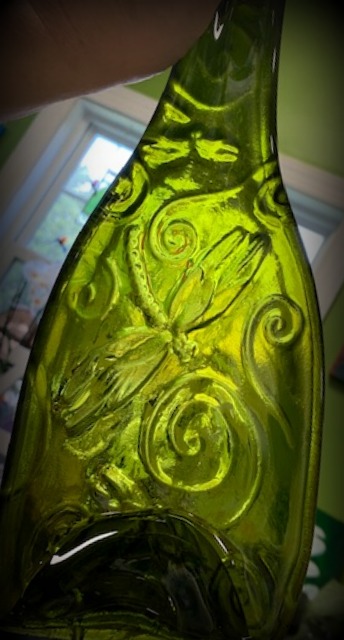 Dragonfly Design Slumped Wine Bottle Dish - made to order