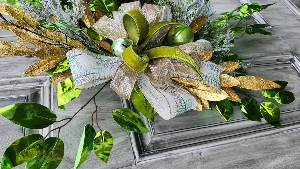 Elegant Green and Gold Grapevine Wreath picture