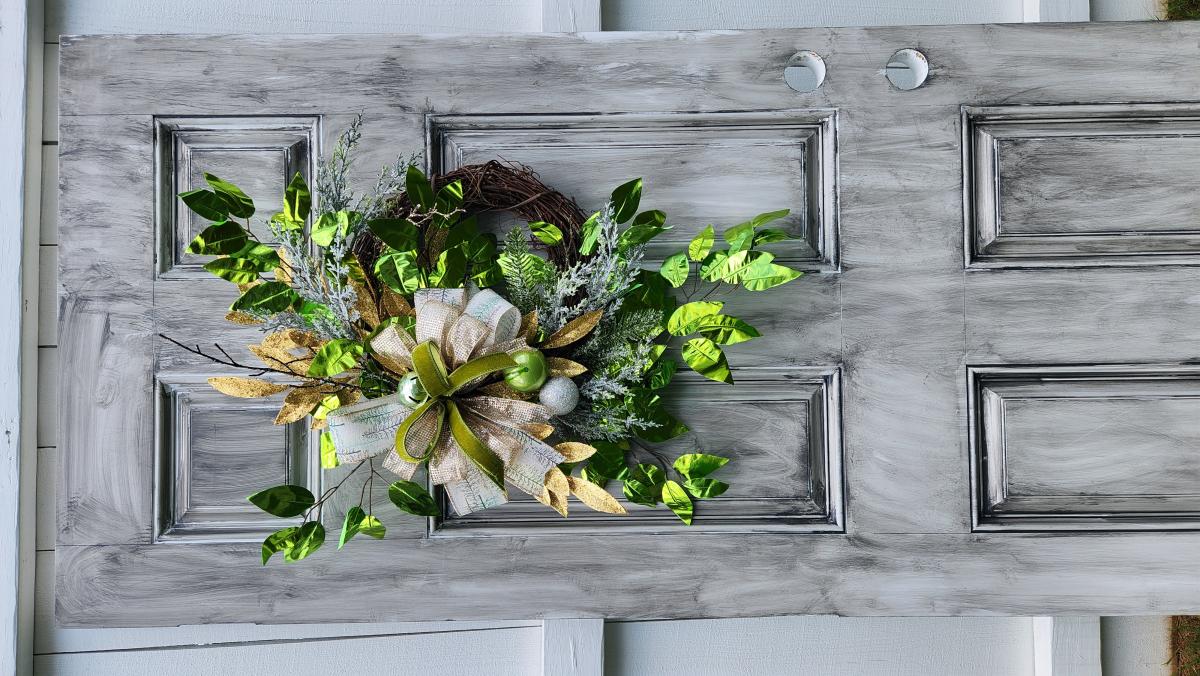 Elegant Green and Gold Grapevine Wreath picture