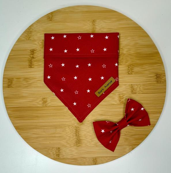 Bark Avenue Dog Bandana Red with white starts