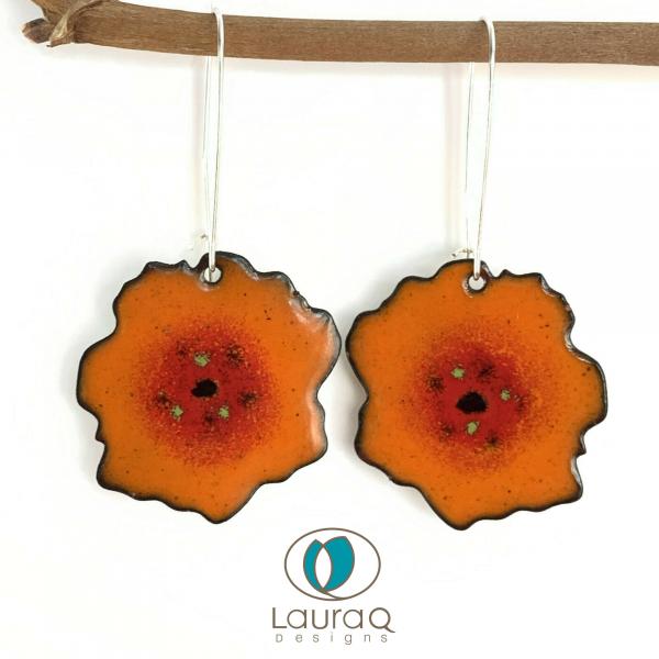 Enamel reversible poppy earrings picture