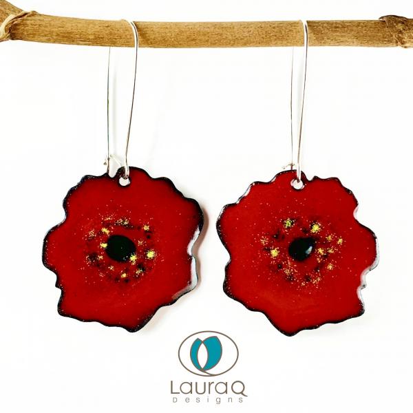 Enamel reversible poppy earrings