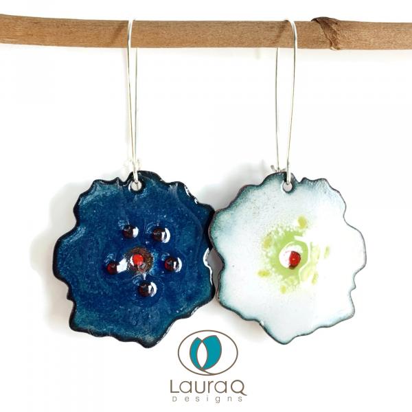 Enamel reversible poppy earrings picture