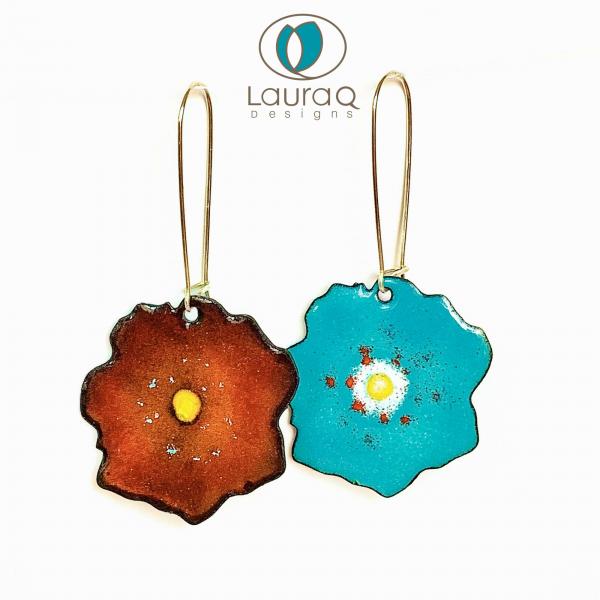 Enamel reversible poppy earrings picture